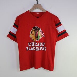 Vintage 90s Logo 7 Chicago Blackhawks NHL Jersey T-Shirt Small Red Sportswear